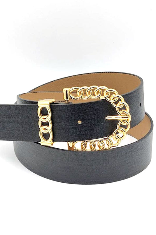 حزام أسود مع مشبك حلقي رفيع