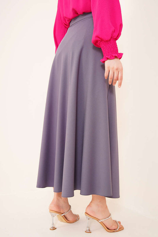 Jupe Fine Ceinturée Gris Ardoise