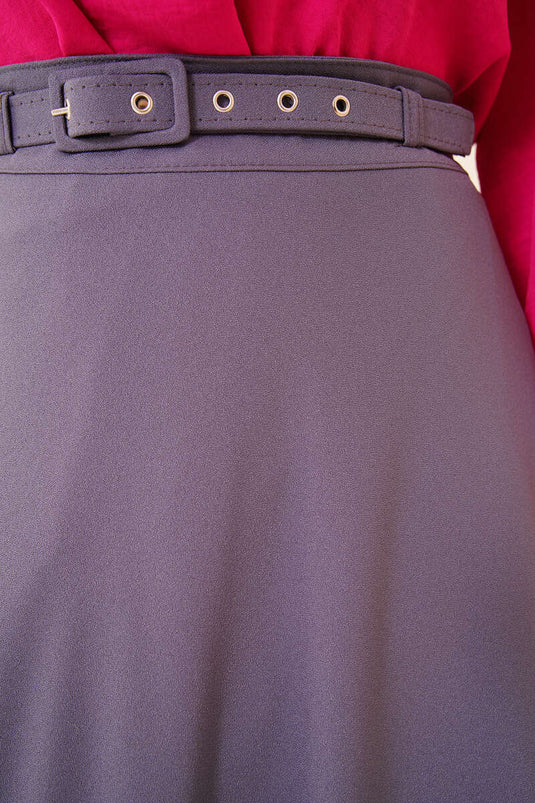 Jupe Fine Ceinturée Gris Ardoise