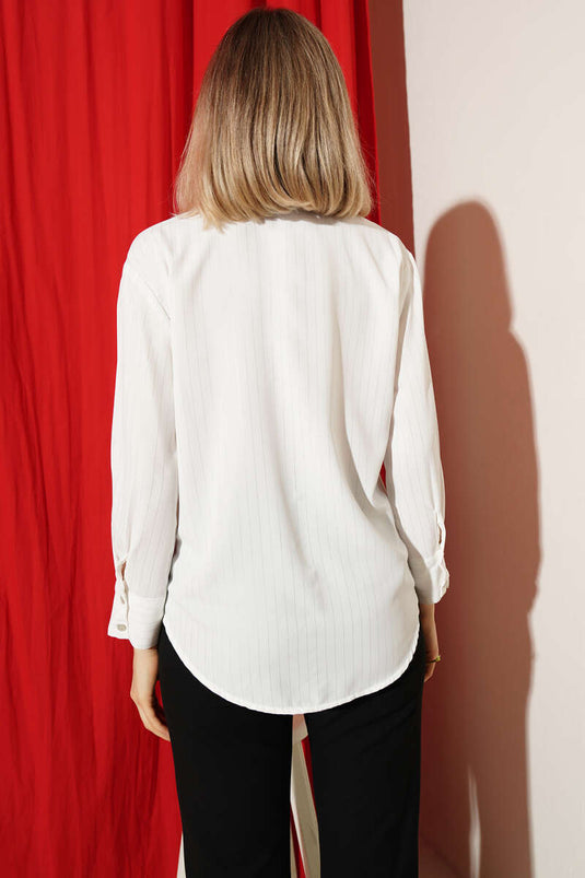 İnce Sim Çizgili Gömlek Bakır