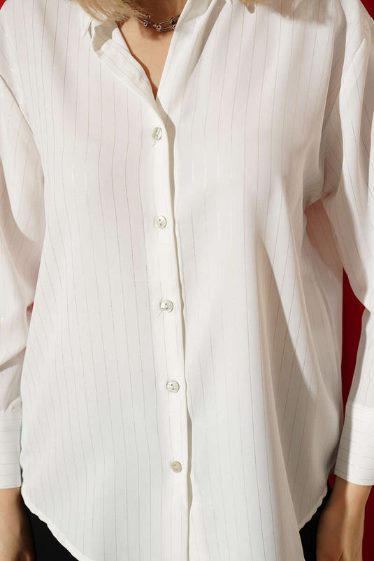 İnce Sim Çizgili Gömlek Bakır