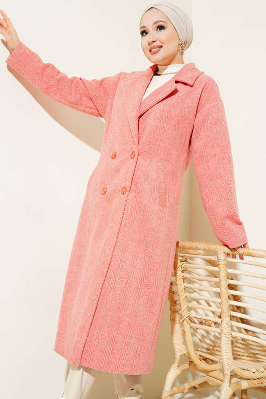 Manteau cache-couche fin à rayures zigzag Dusty Rose
