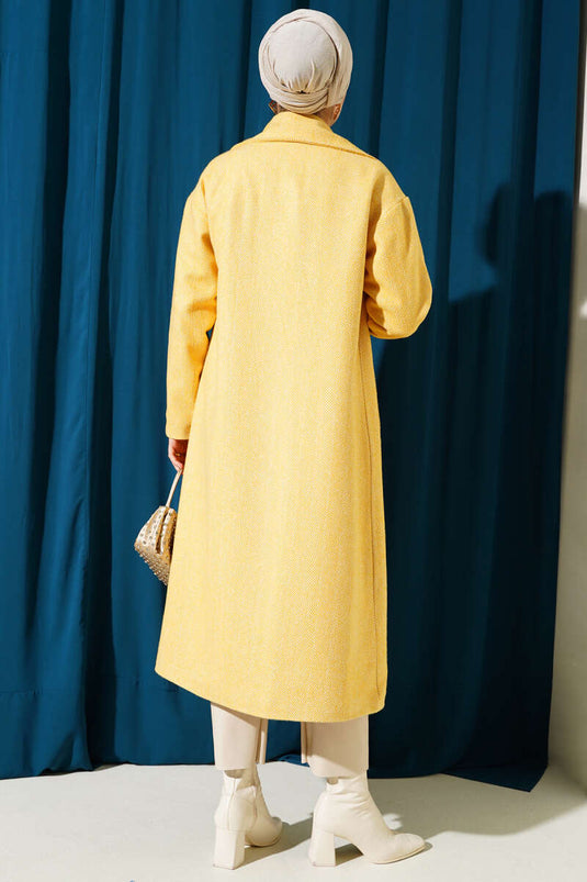 معطف خبأ مخطط متعرج رقيق الخردل