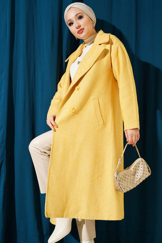 Manteau Stash Mince Rayé Zigzag Moutarde