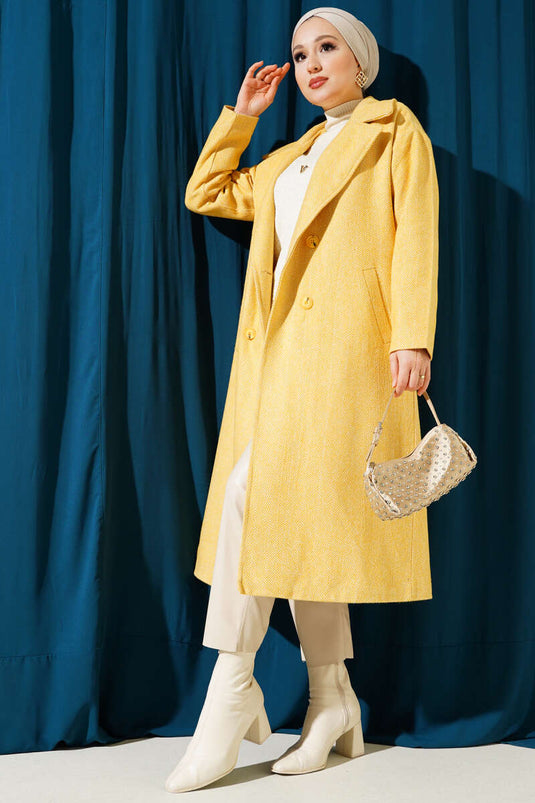 Manteau Stash Mince Rayé Zigzag Moutarde