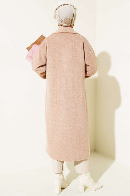 Manteau à tampons rayés en zigzag fin Latte