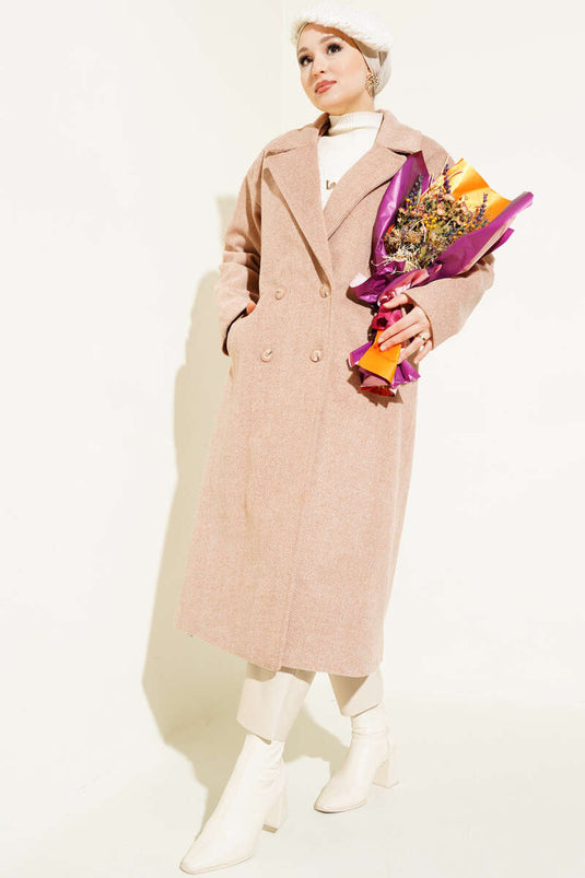 Manteau à tampons rayés en zigzag fin Latte