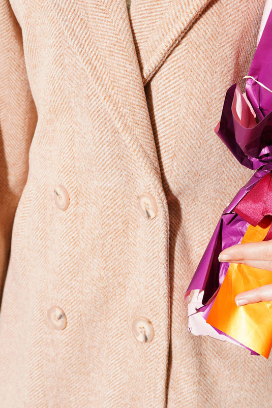 Manteau à tampons rayés en zigzag fin Latte