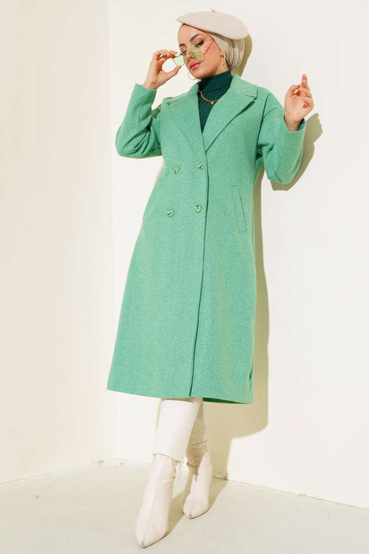 Tynd zigzag stribet Cashew Coat Grøn