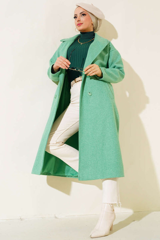 Tynd zigzag stribet Cashew Coat Grøn