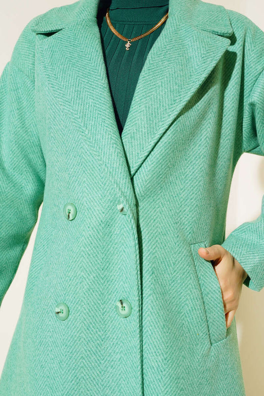 Tynd zigzag stribet Cashew Coat Grøn