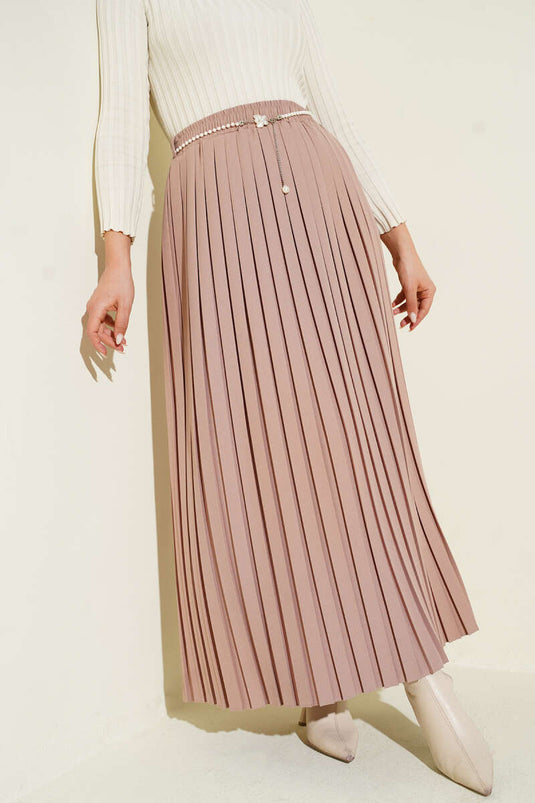 تنورة بيج بطيات مع حزام إينجي