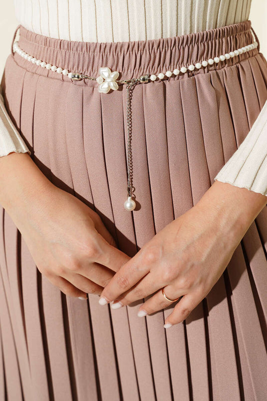 تنورة بيج بطيات مع حزام إينجي