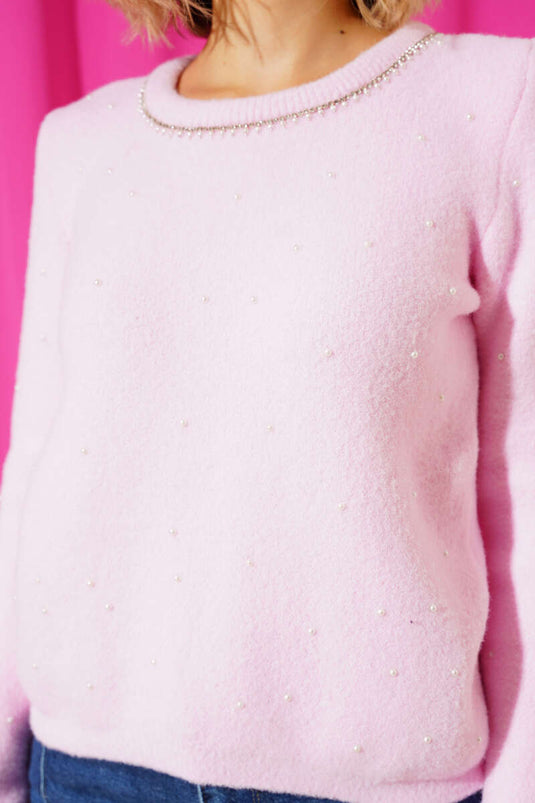 İnci Serpmeli Yumoş Kazak Pembe