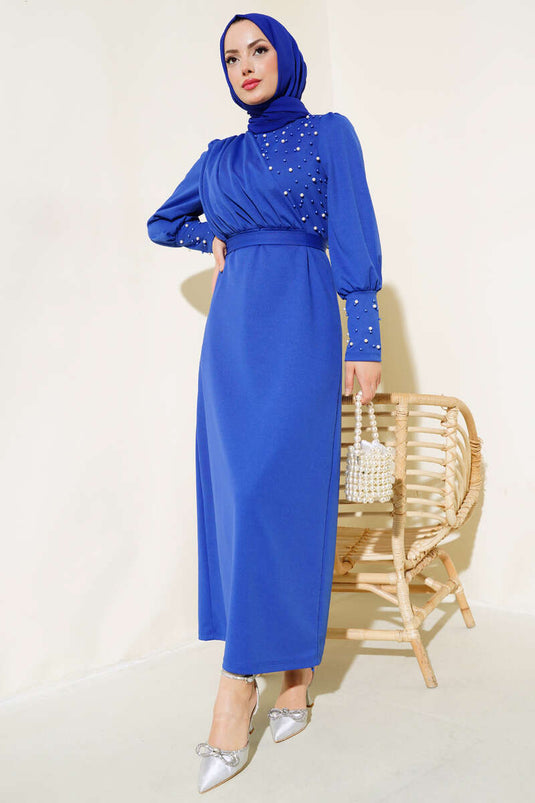 Robe Saxe ornée de perles