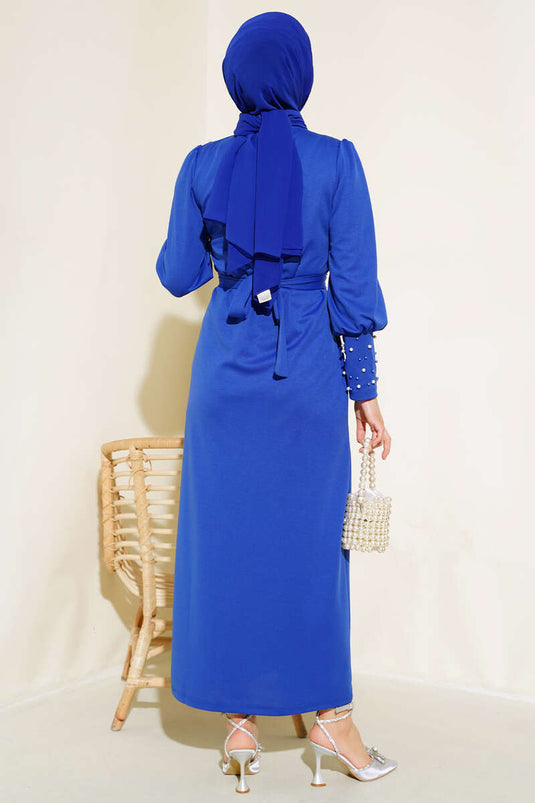 Robe Saxe ornée de perles