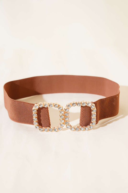 حزام مطاطي بإبزيم لؤلؤي بلون التابا