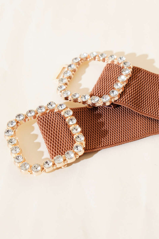 حزام مطاطي بإبزيم لؤلؤي بلون التابا