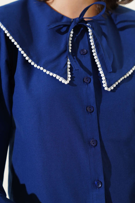 İncili Denizci Yaka Kısa Gömlek Lacivert