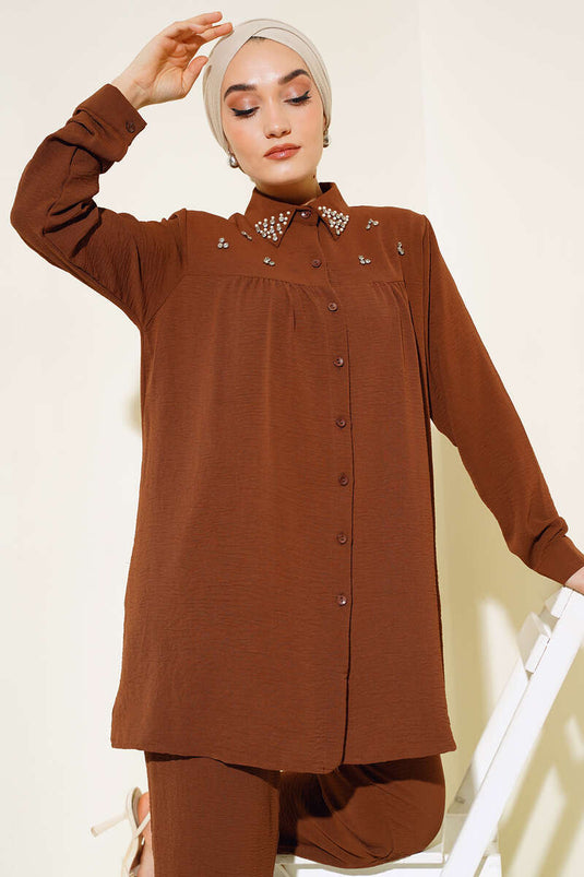 Ensemble tunique perle Ayrobin marron