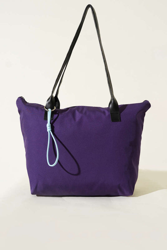 Purple Zipper Bag with String Accessory