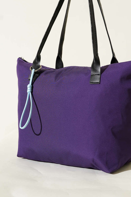 Purple Zipper Bag with String Accessory