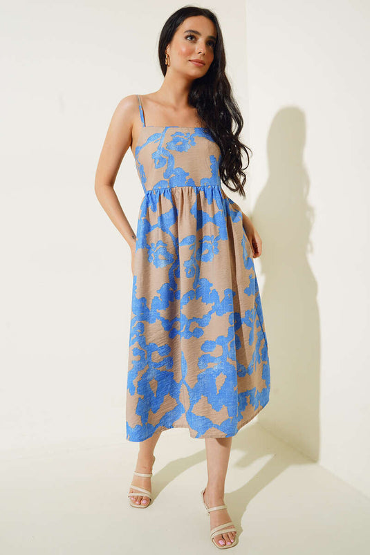 Jurk met patroon en touwbandjes Saks