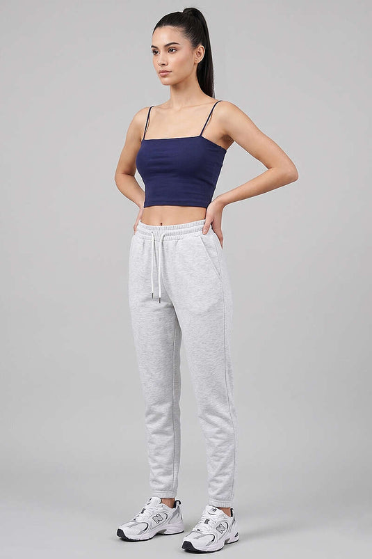 Crop top bleu marine avec bretelles fines et coussinet poitrine