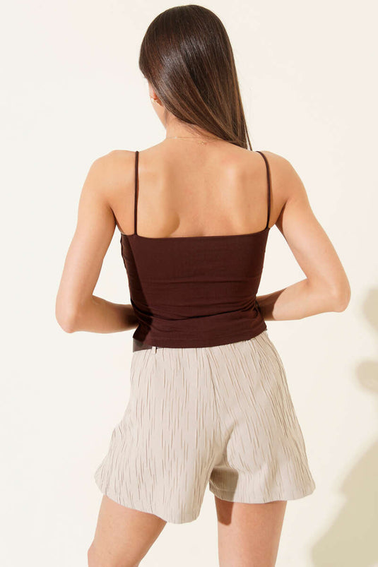 İp Askılı Pedli Büstiyer Kahve