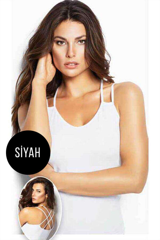 قميص داخلي أسود بتفاصيل حزام خلفي