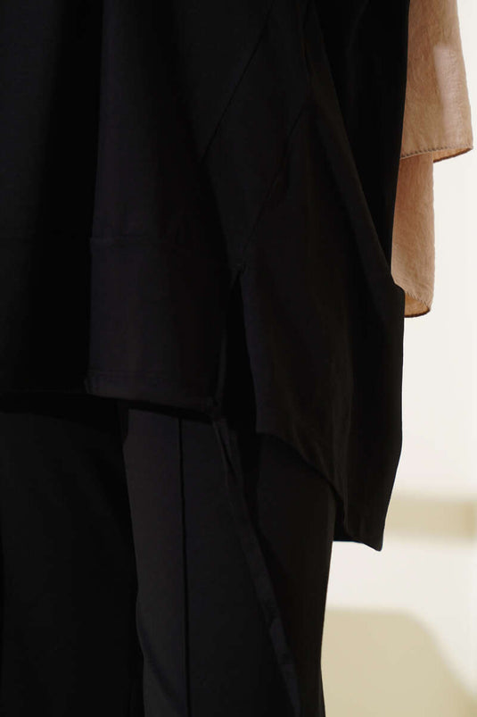 طقم أساسي من قطعتين مع رباط، أسود