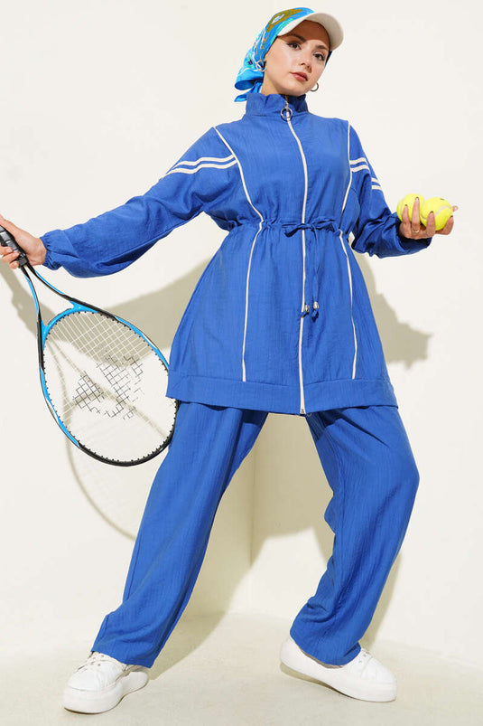 طقم ساكسفون من قطعتين مزين بتفاصيل دانتيل الحبل