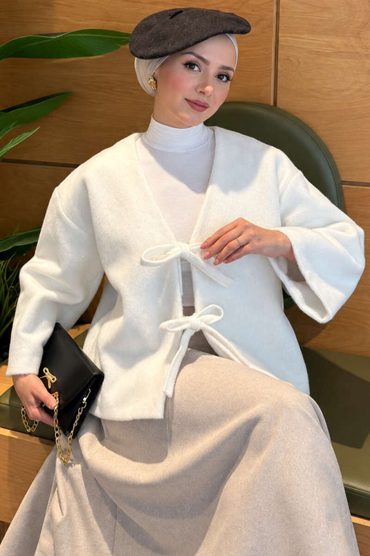 Veste Blanche Goldfox À Détails De Nouer