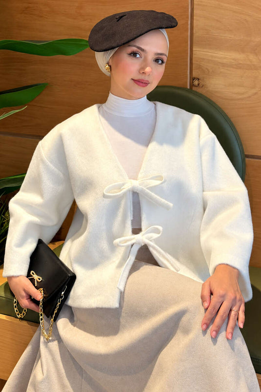 Veste Blanche Goldfox À Détails De Nouer