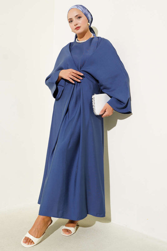 Loose Dress with Rope Lace Detail Indigo