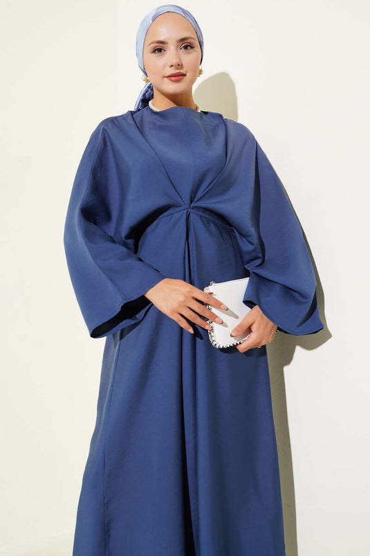 Loose Dress with Rope Lace Detail Indigo