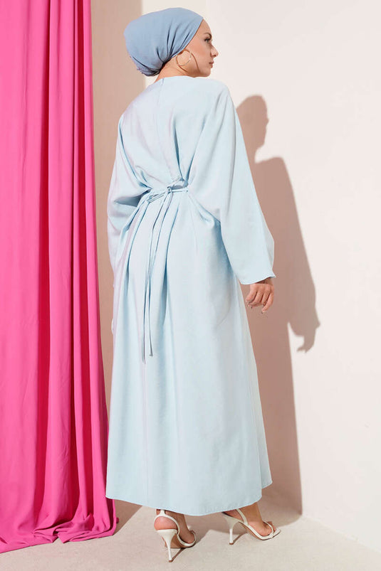 Lässiges Kleid mit Seilspitzendetail, Blau