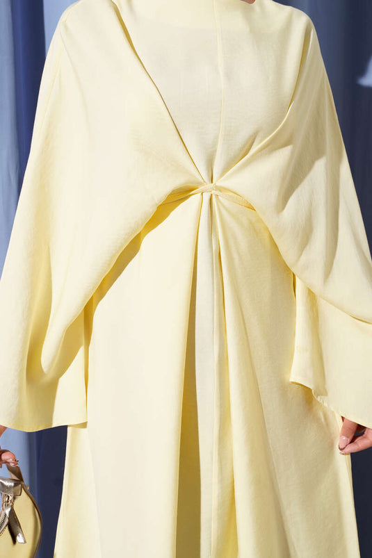 Loose Dress with Rope Lace Detail in Yellow