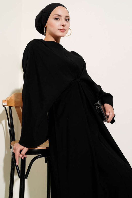 İp Bağcık Detaylı Salaş Elbise Siyah