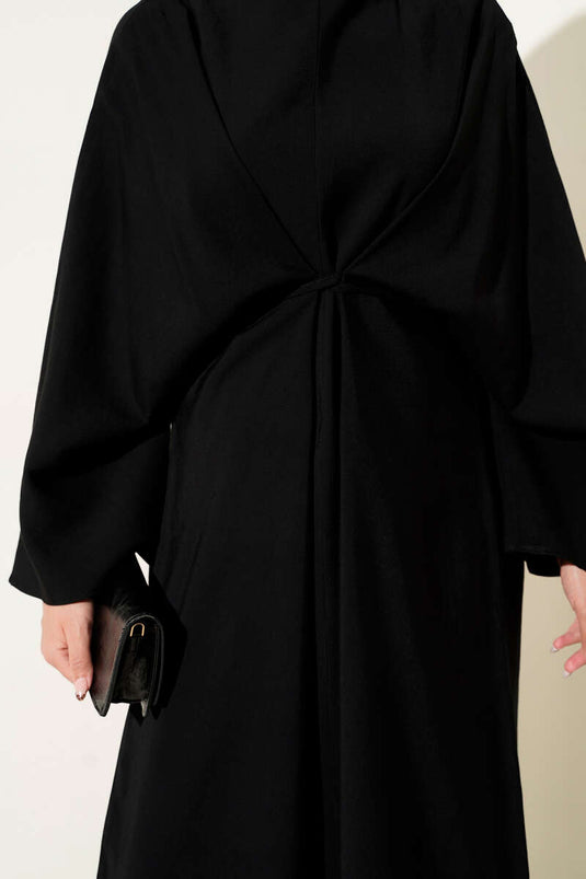 İp Bağcık Detaylı Salaş Elbise Siyah