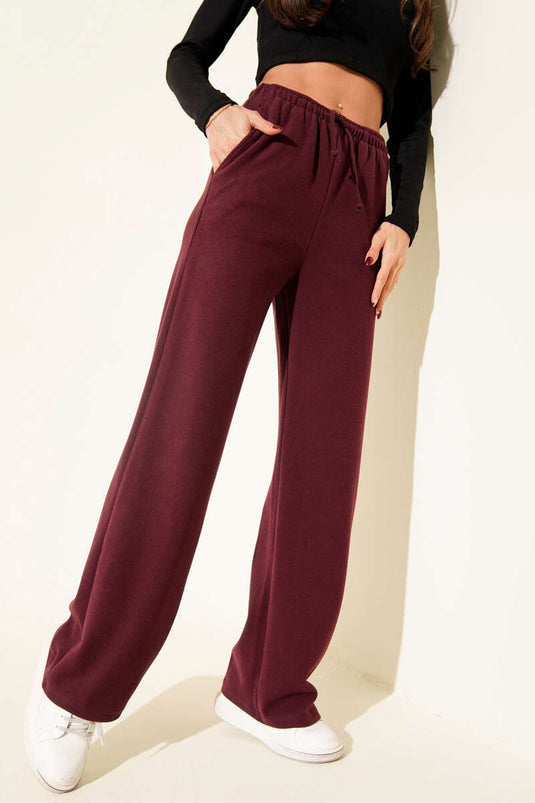 Pantalon large à cordon bordeaux
