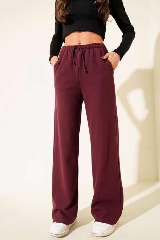 Pantalon large à cordon bordeaux