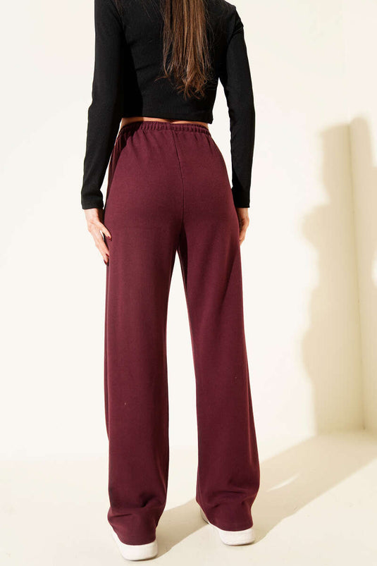 Pantalon large à cordon bordeaux