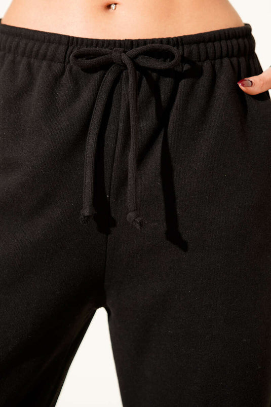 Zwarte Wijde Broek Met Trekkoord