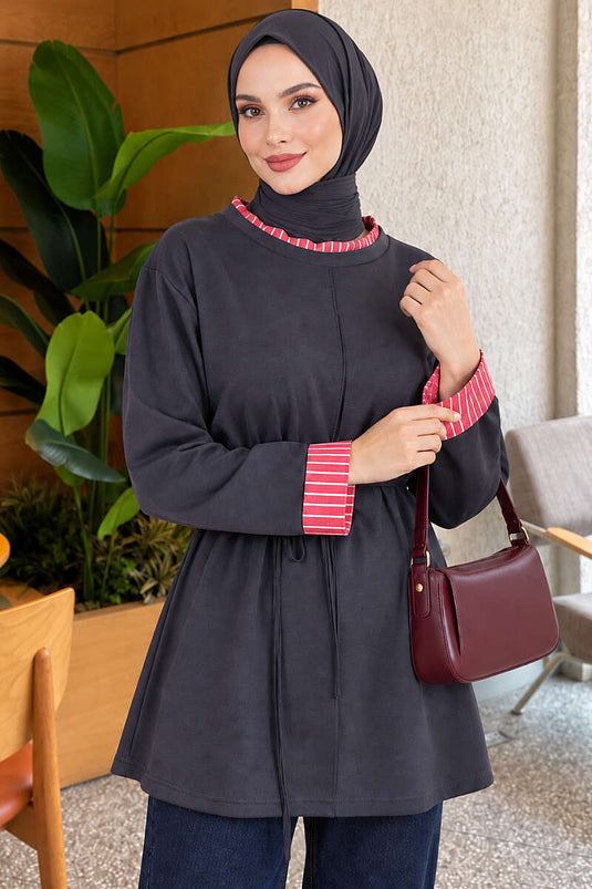 Fume Striped Tunic With Tie Detail