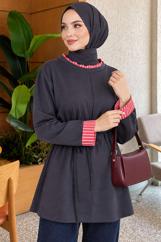 Fume Striped Tunic With Tie Detail
