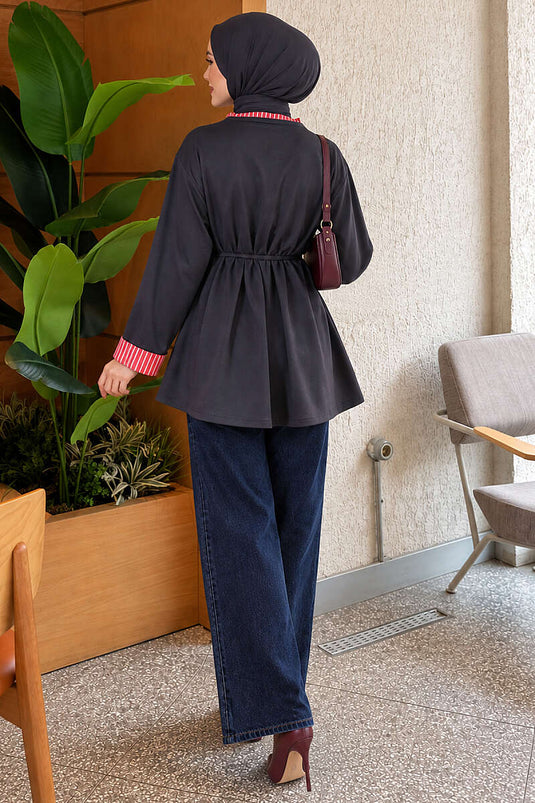 Fume Striped Tunic With Tie Detail