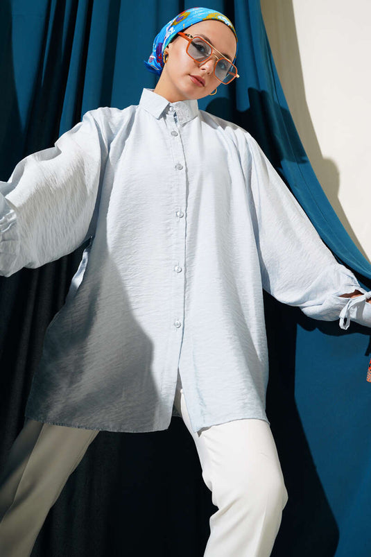 Oversized Laced Shirt Baby Blue