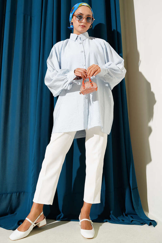 Oversized Laced Shirt Baby Blue