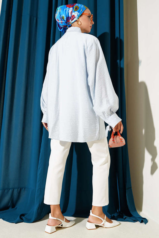 Oversized Laced Shirt Baby Blue